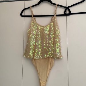 Free People Glitter Bodysuit S